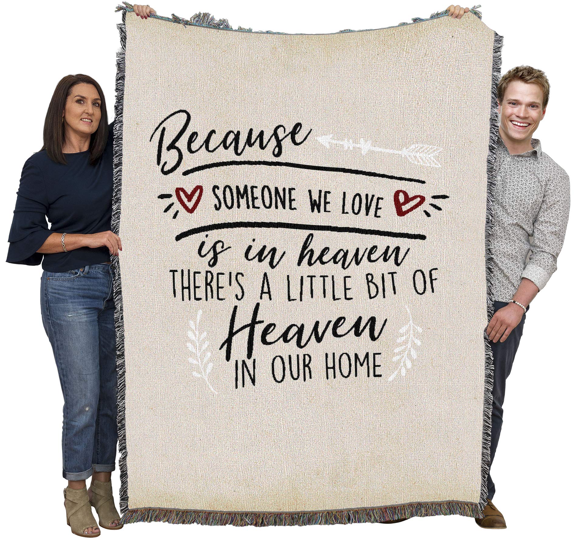 There'S A Little Bit Of Heaven In Our Home - Sympathy Bereavement Gift Tapestry Throw Woven From Cotton - Made In The Usa (72X54