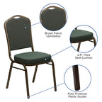 Flash Furniture HERCULES Series Crown Back Stacking Banquet Chair in Green Patterned Fabric - Gold Vein Frame