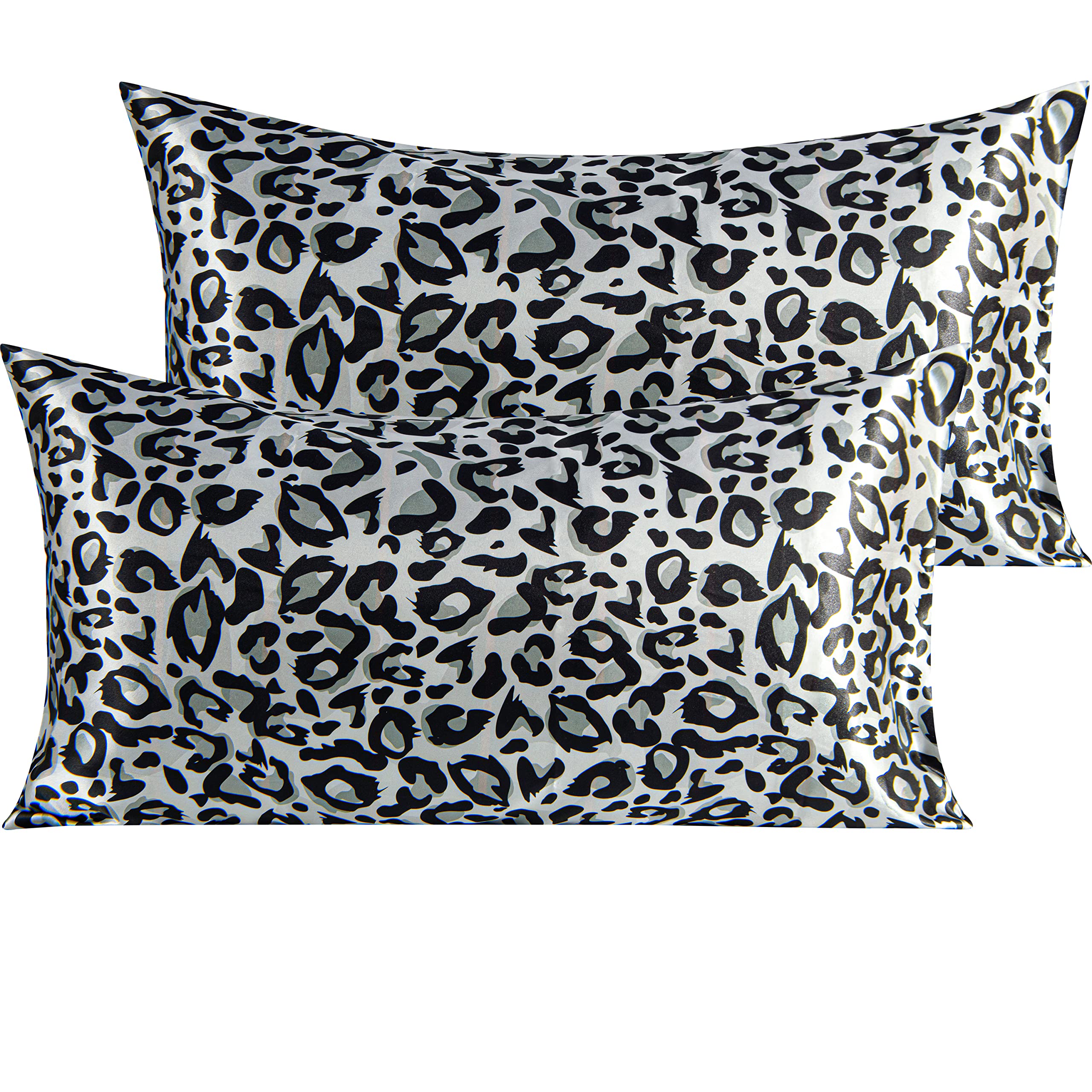 Ntbay 2 Pack Satin King Pillowcases For Hair And Skin, Luxurious And Silky Leopard Printed Pillow Cases With Envelope Closure, 2