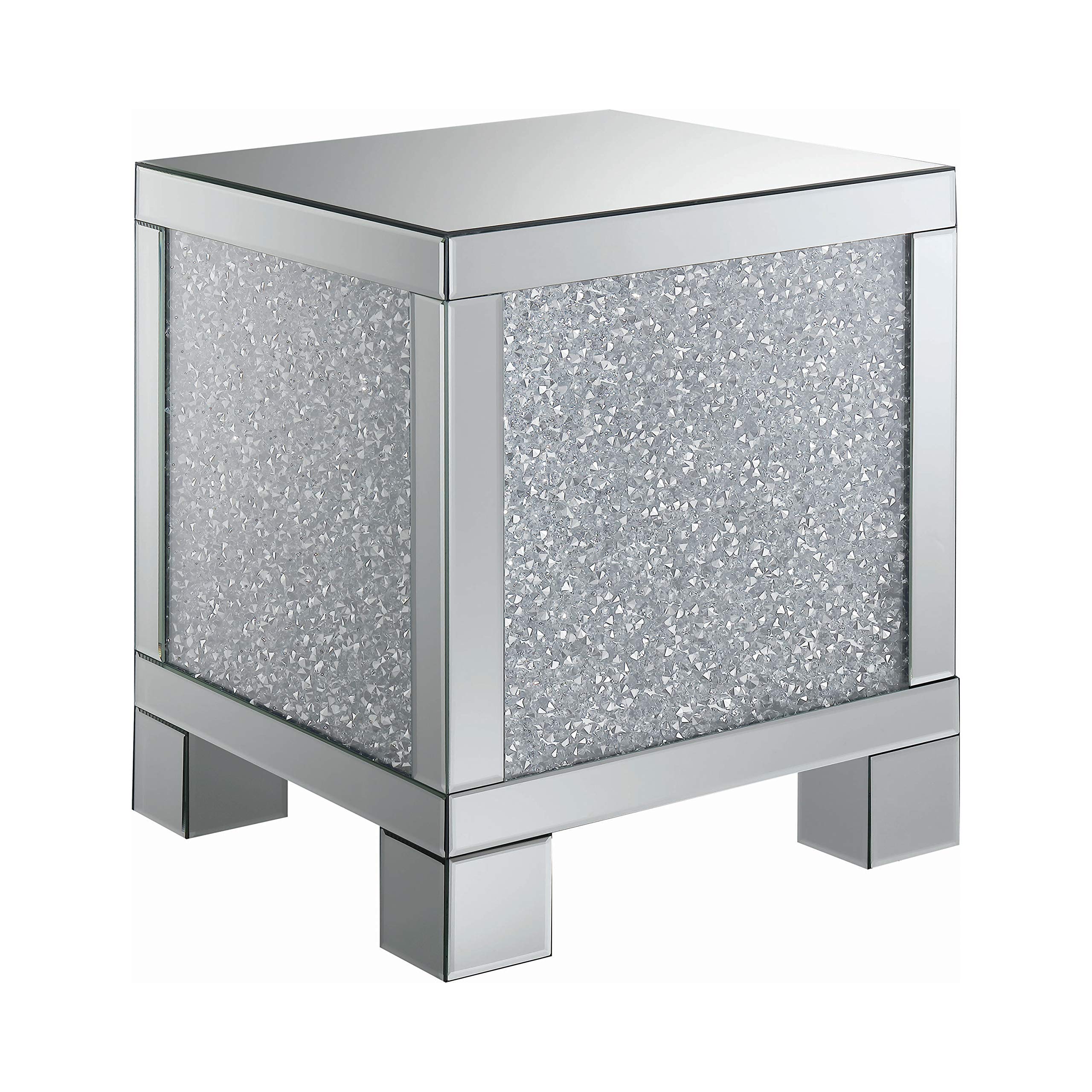 Coaster Furniture Layton Square Silver and Clear Mirror End Table 722497