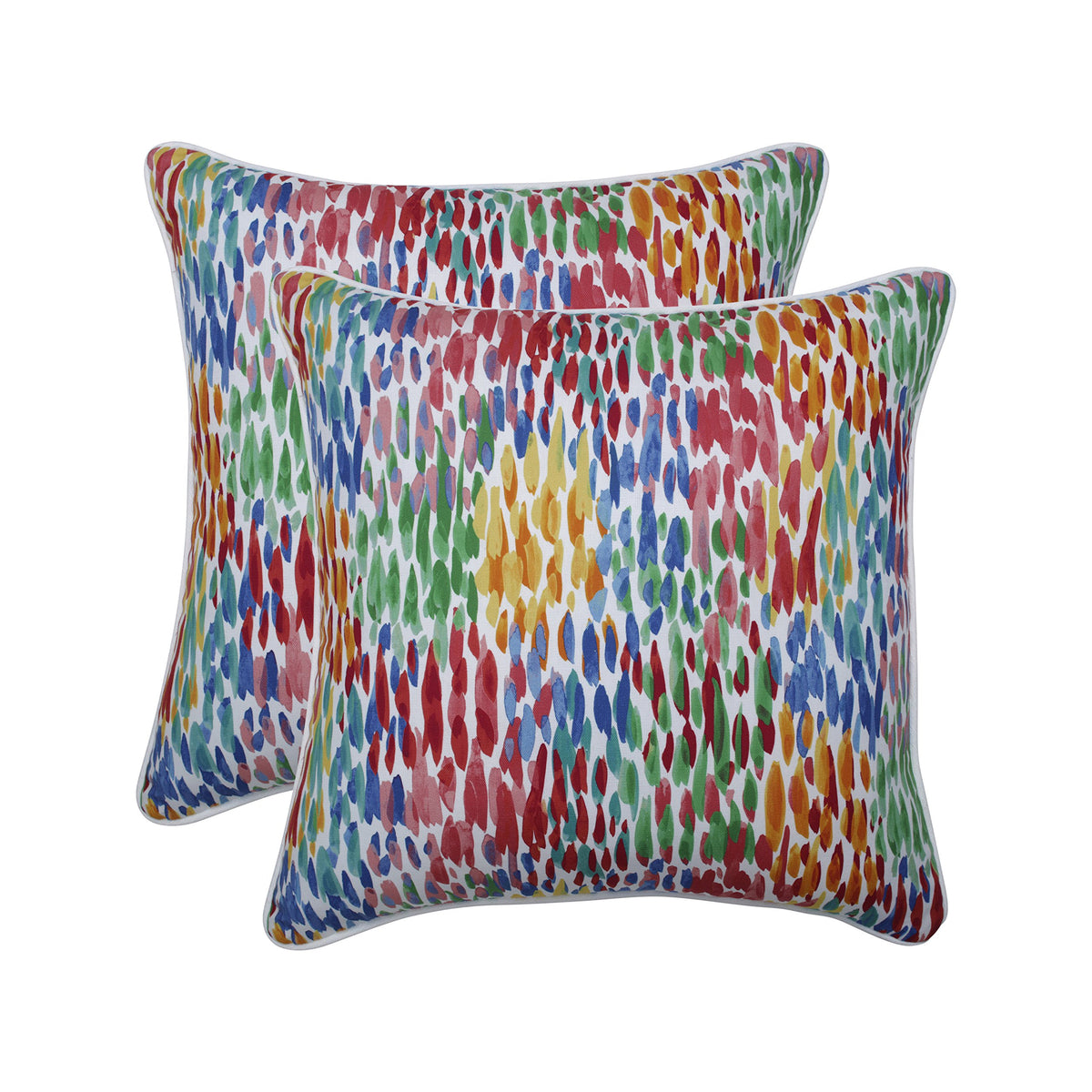 Pillow Perfect Abstract Indoor/Outdoor Throw Pillows, 2 Count, Large - 18.5' X 18.5', Blue Make It Rain Zinnia