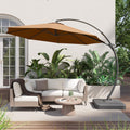 LAUSAINT HOME Outdoor Patio Umbrella with Base included, 10 FT Deluxe Curvy Cantilever Umbrella Offset Hanging umbrella with 360