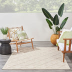Nourison Easy Care Indoor/Outdoor Cream 4' X 6' Area Rug, Easy Cleaning, Non Shedding, Bed Room, Living Room, Dining Room, Backyard, Deck, Patio (4X6)
