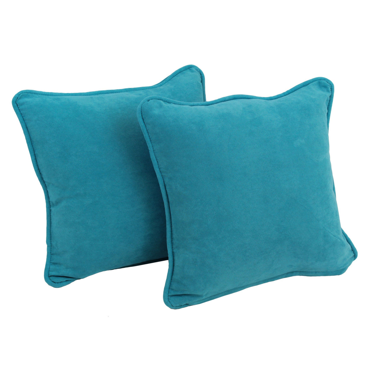 Blazing Needles Corded Microsuede Throw Pillow, 18&quot;, Aqua Blue 2 Count