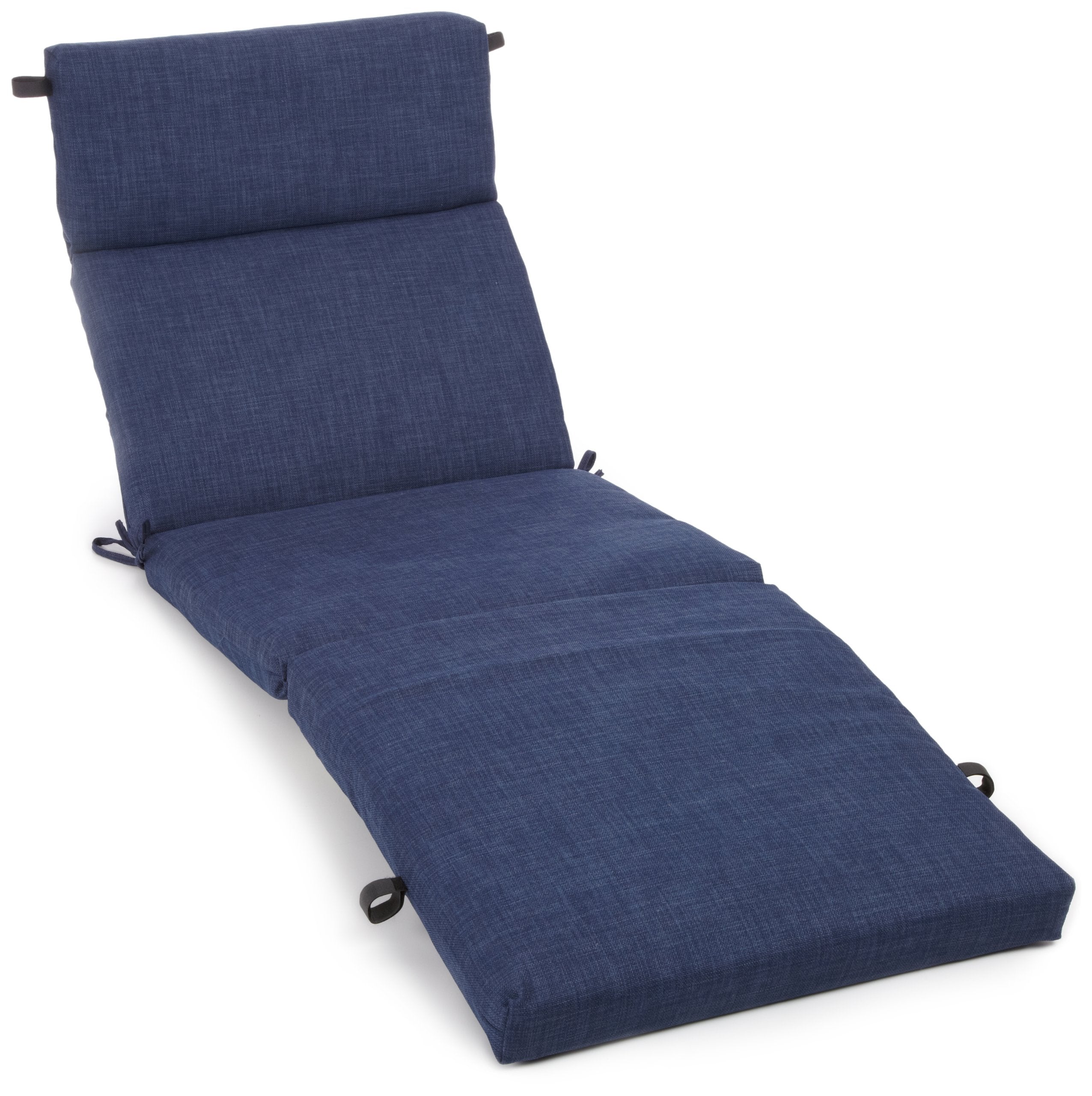 Blazing Needles Outdoor Spun Poly 24-Inch by 72-Inch by 3-1/2-Inch All Weather UV Resistant Zippered Chaise Lounge Cushion, Azul