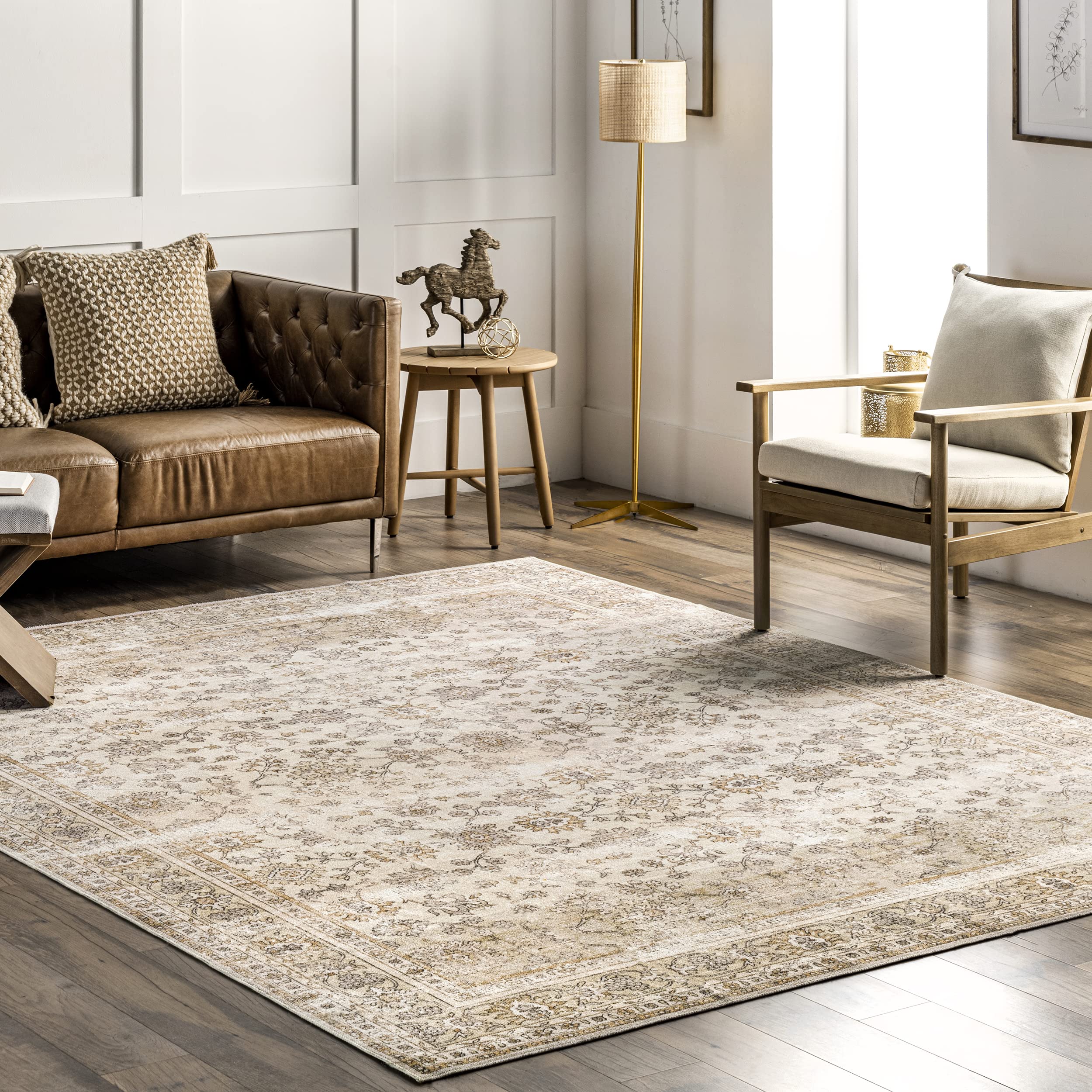 nuLOOM 3 x 5 SpinClean Machine Washable Stain-Resistant Area Rug with Non Slip Backing, Low Profile for Living Room, Bedroom, 