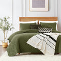 Roaringwild California Cal King Size Quilt Bedding Sets With 2 Pillow Shams, Green Olive Sage Oversized Lightweight Bedspread Co