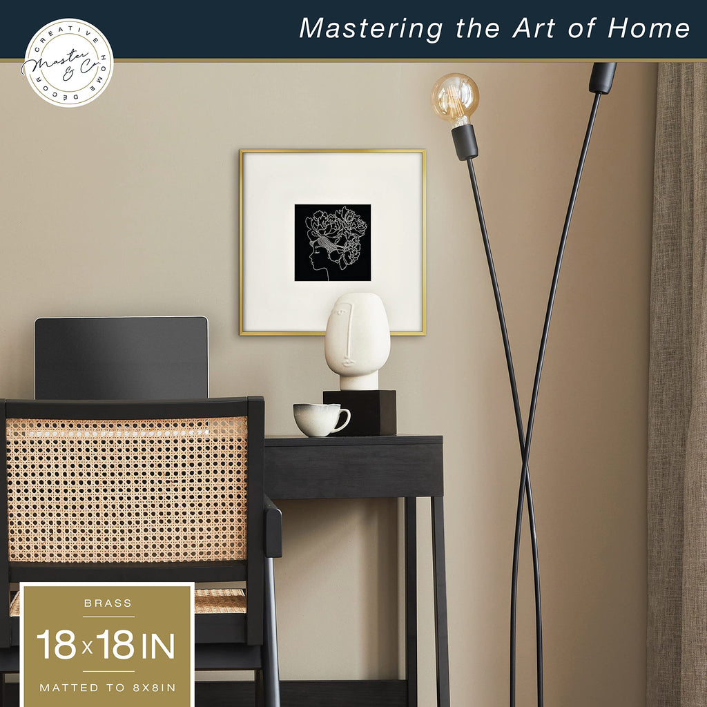 Mcs Master & Co. Foundry Metal Gallery Wall Frame, Brass, 18X18 Inch Matted To 8X8 Inch