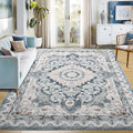 Foxmas 4x6 Area Rugs for Living Room, Machine Washable Vintage Rug, Non-Slip Low Pile Throw Rugs with Rubber Backing Washable Ca