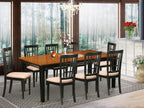 East West Furniture QUNI9-BCH-C 9 Piece Dining Table Set Includes a Rectangle Dinner Table with Butterfly Leaf and 8 Linen Fabric Dining Room Chairs, 40x78 Inch, Black & Cherry