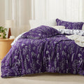 Bedsure Queen Comforter Set - Dark Purple Comforter, Cute Floral Bedding Comforter Sets, Gifts For Woman, 3 Pieces, 1 Soft Rever