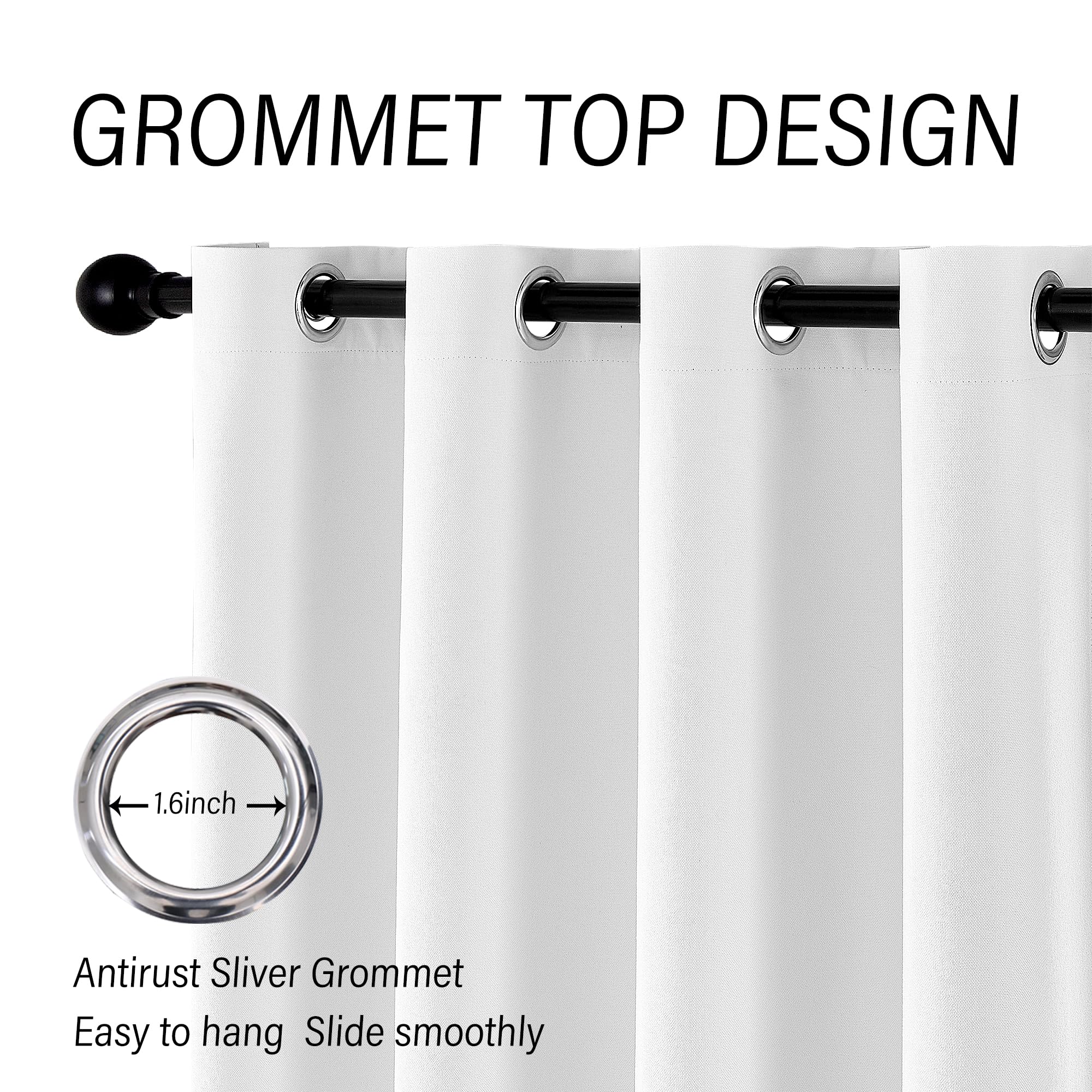 Chrisdowa White Linen Textured Blackout Curtains 102 Inches Long For Living Room Farmhouse Grommet Room Darkening Insulated Curt