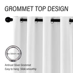 Chrisdowa White Linen Textured Blackout Curtains 102 Inches Long For Living Room Farmhouse Grommet Room Darkening Insulated Curt