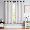 Randall Stripe Farmhouse Window Curtain Panels Linen Rustic Yarn Dyed Heavy Semi Sheer Drapes for Living Room Window Treatment S