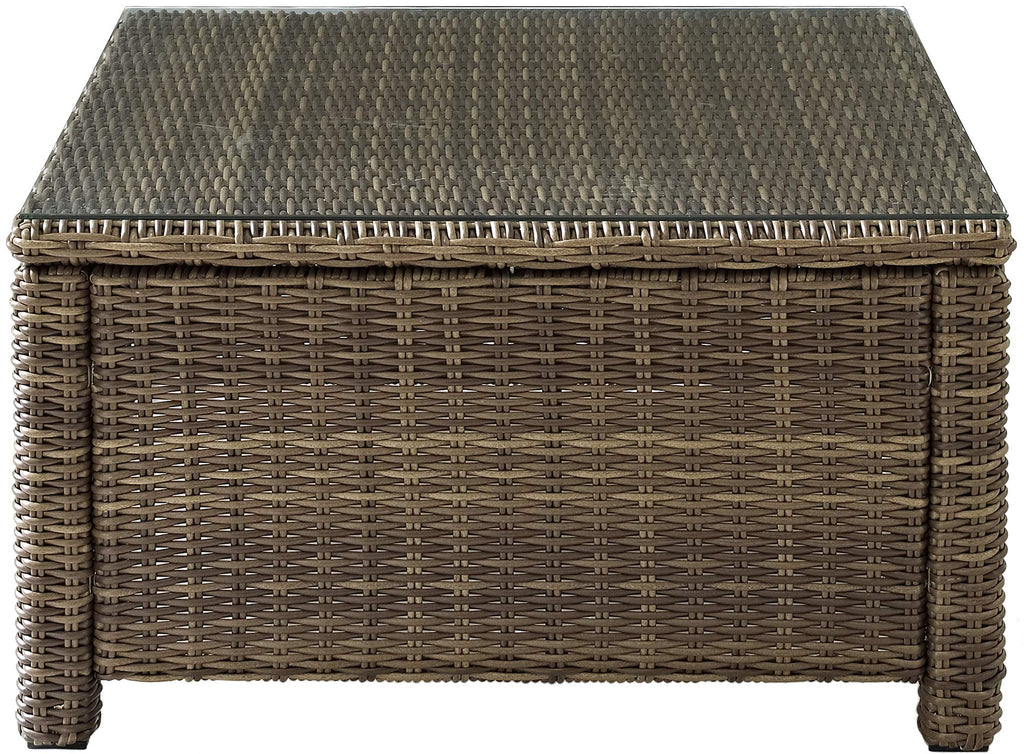 Crosley Furniture Bradenton All Weather Rattan Wicker Outdoor Sectional Coffee Table For Patio, Deck, Porch, Brown