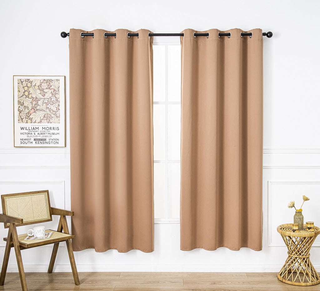 Pi Blackout Curtain Panels,Thermal Insulated Energy Saving Grommet Window Treatment For Living Room/Bedroom/Glassdoor 1 Panel (Cappuccino,W52Xl80)