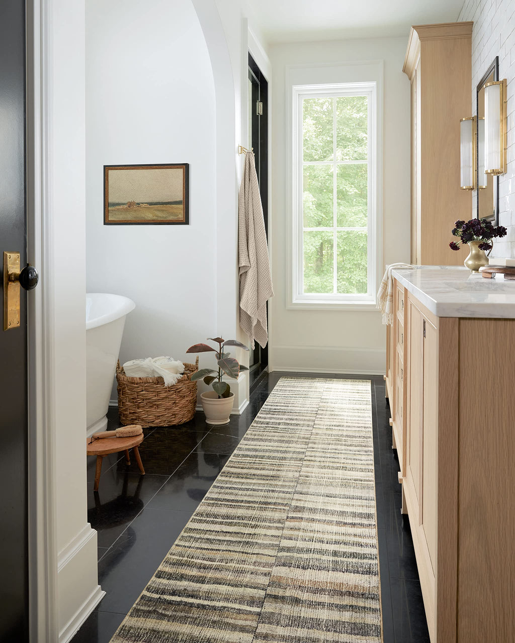 Loloi Chris Loves Julia X Humphrey Collection, Natural & Moss 7'-3'' X 9'-3'' Area Rug - Plaid Accent Rugs For Living Room, Bedr