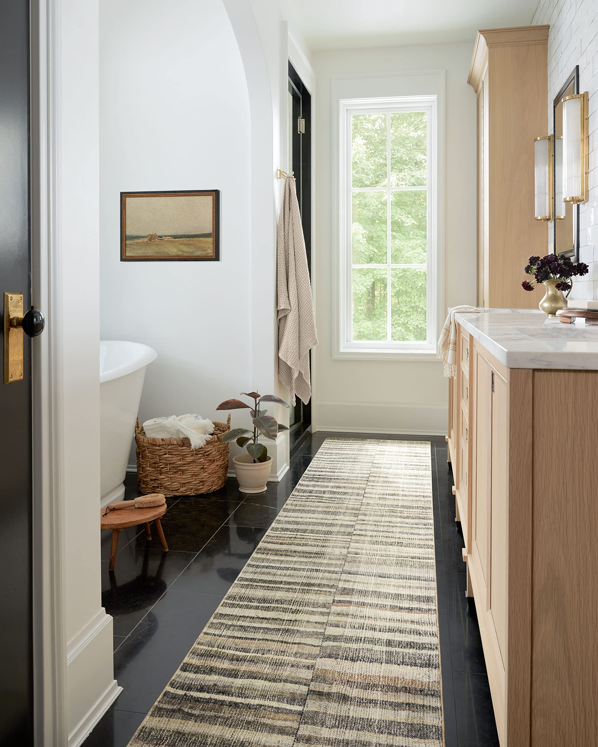 Loloi Chris Loves Julia X Humphrey Collection, Natural & Moss 7'-3'' X 9'-3'' Area Rug - Plaid Accent Rugs For Living Room, Bedr