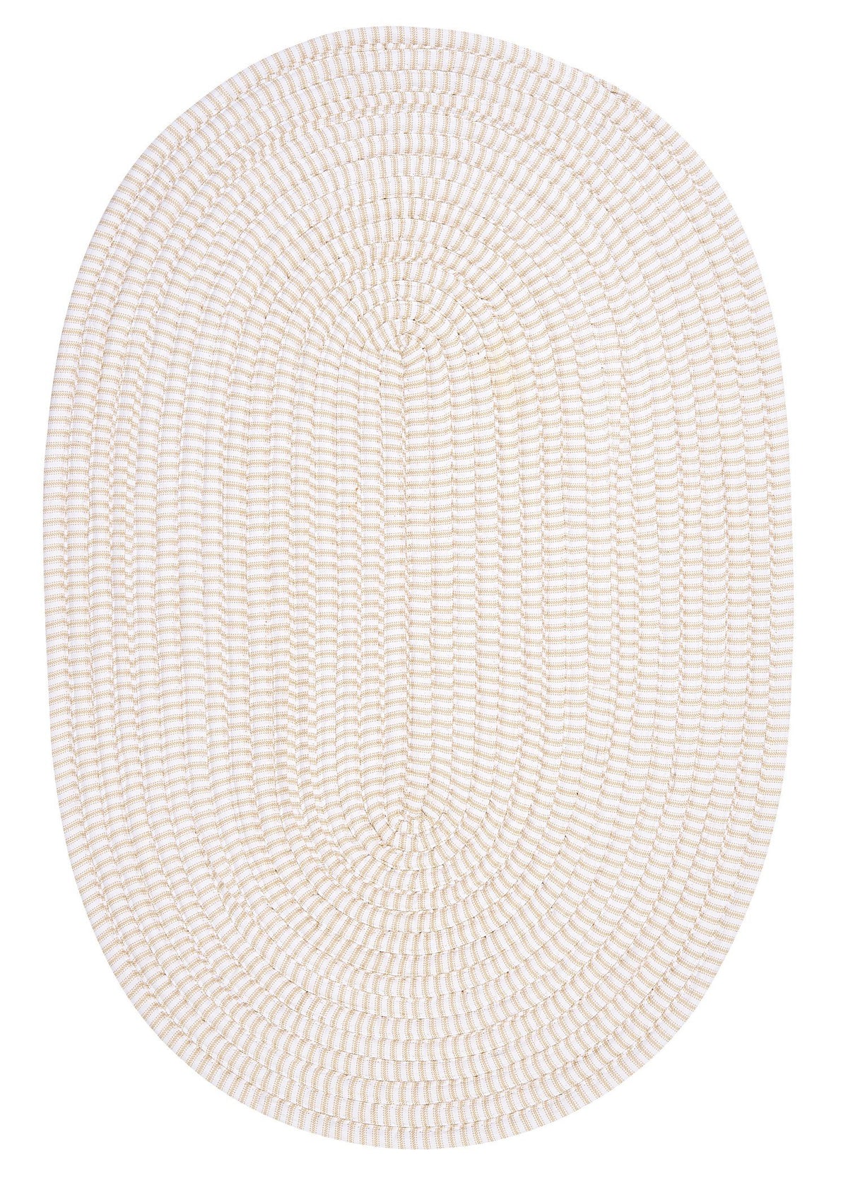 Ticking Stripe Oval Area Rug, 5 By 8-Feet, Canvas