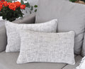 Oveesha Decorative Stitched Edge Soft Lumbar Pillow Covers 12X20 Inch Set Of 2 Cream White & Black Mixed Texture/Chenille Rectan