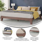 Flash Furniture Evelyn Wooden Platform Bed - Walnut Finish - King - Wooden Slat Support - No Box Spring Required - Easy Assembly