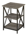 Convenience Concepts Tucson End Table with Shelves, Weathered Gray/Black