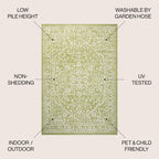 Jonathan Y Smb104D-5Sq Malta Bohemian Medallion Textured Weave Indoor Outdoor Area Rug, Coastal Traditional Transitional Easy Cleaning,Bedroom,Kitchen,Backyard,Patio,Non Shedding 5' Square,Green/Cream
