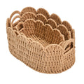 Scalloped Basket Set of 3 (Large, Medium, Small), Paper Rope Hand Woven Storage Basket for Shelves, Clothes, Towels and Laundry,