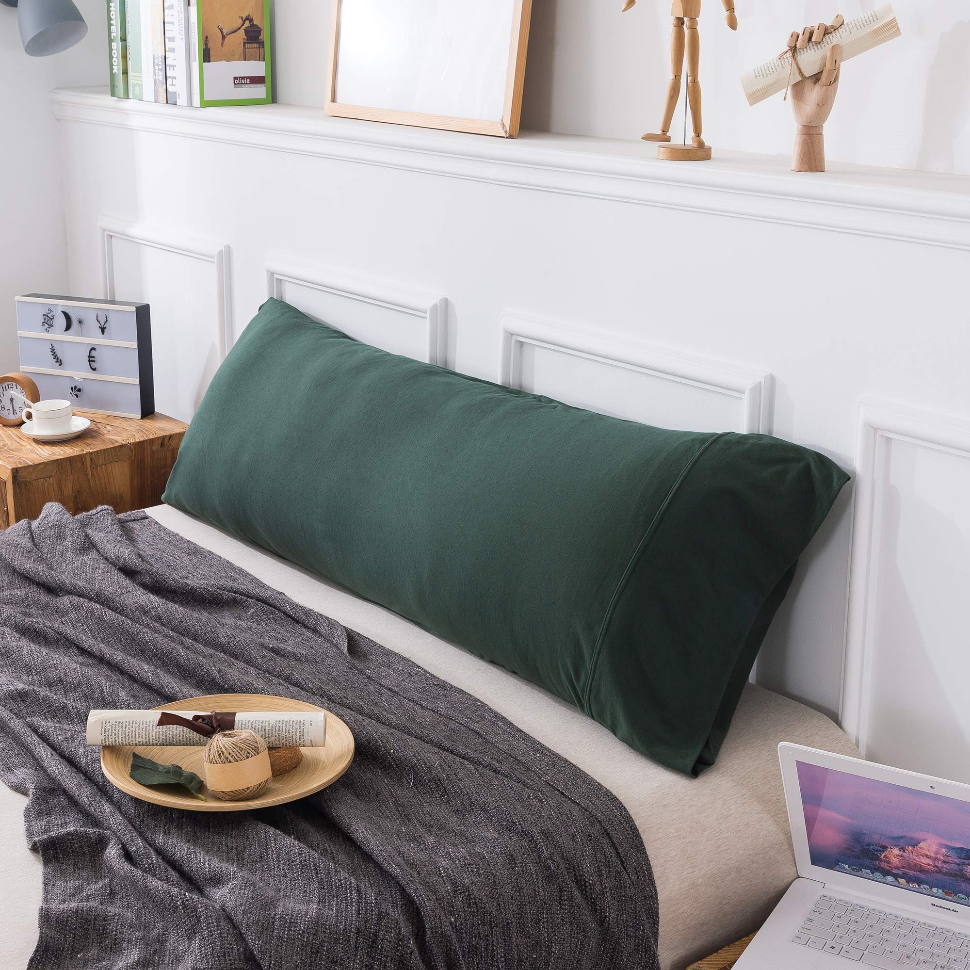 Kaiang Jersey Knit Pillowcase, All Season, Soft, Cozy, 100% Cotton, Dark Green, Body Size