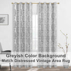 Grey And White Geometric Moroccan Patterned Curtains 84 Inches Long For Living Room 50% Blackout Room Darkening Damask Modern Stylish Curtains For Bedroom 84 Inch Length 2 Panels Set Light Gray