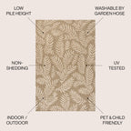 Jonathan Y Smb119A-5R Nevis Palm Frond Indoor Outdoor Area-Rug Coastal Floral Easy-Cleaning Bedroom Kitchen Backyard Patio Non Shedding, 5' Round, Brown/Beige