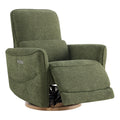 CHITA Power Nursery Rocking Chair, Swivel Glider Recliner Chair with Solid Wood Base, Bulit-in USB & Type-C Charging Ports for L
