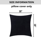 Home Brilliant Black Pillow Covers 18X18 Striped Corduroy Velvet Square Cushion Cover For Couch Supersoft Handmade Pillowcase, B