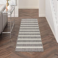Nourison Positano Charcoal Ivory 2 x 6 Area Rug Easy Clean, Non Shedding, Bed Room, Living Room, Dining Room, Kitchen (6 Runn