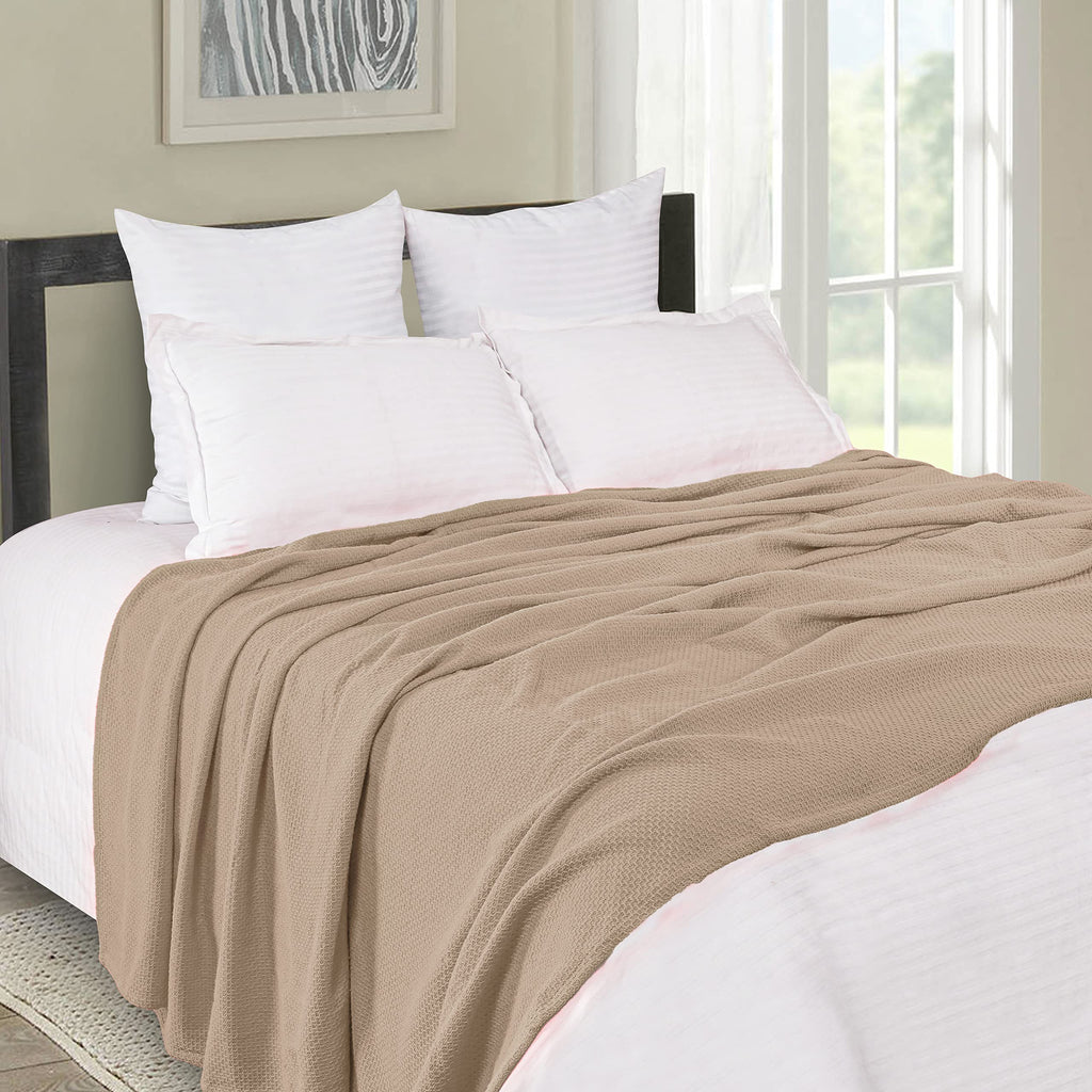 Boutiquo 100% Cotton Bed Blanket, Breathable Thermal Blanket King Size, Soft Honeycomb Waffle Blanket 90''X102'', Cotton Bed Bla