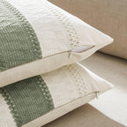 Zeemart 2 Packs Cotton Boho Lumbar Throw Pillow Covers 12X20 Inch Contrast Green, Soft Farmhouse Decorative Couch Pillow Cases Sage Green Cushion Covers For Sofa Bed Living Room Home Decor