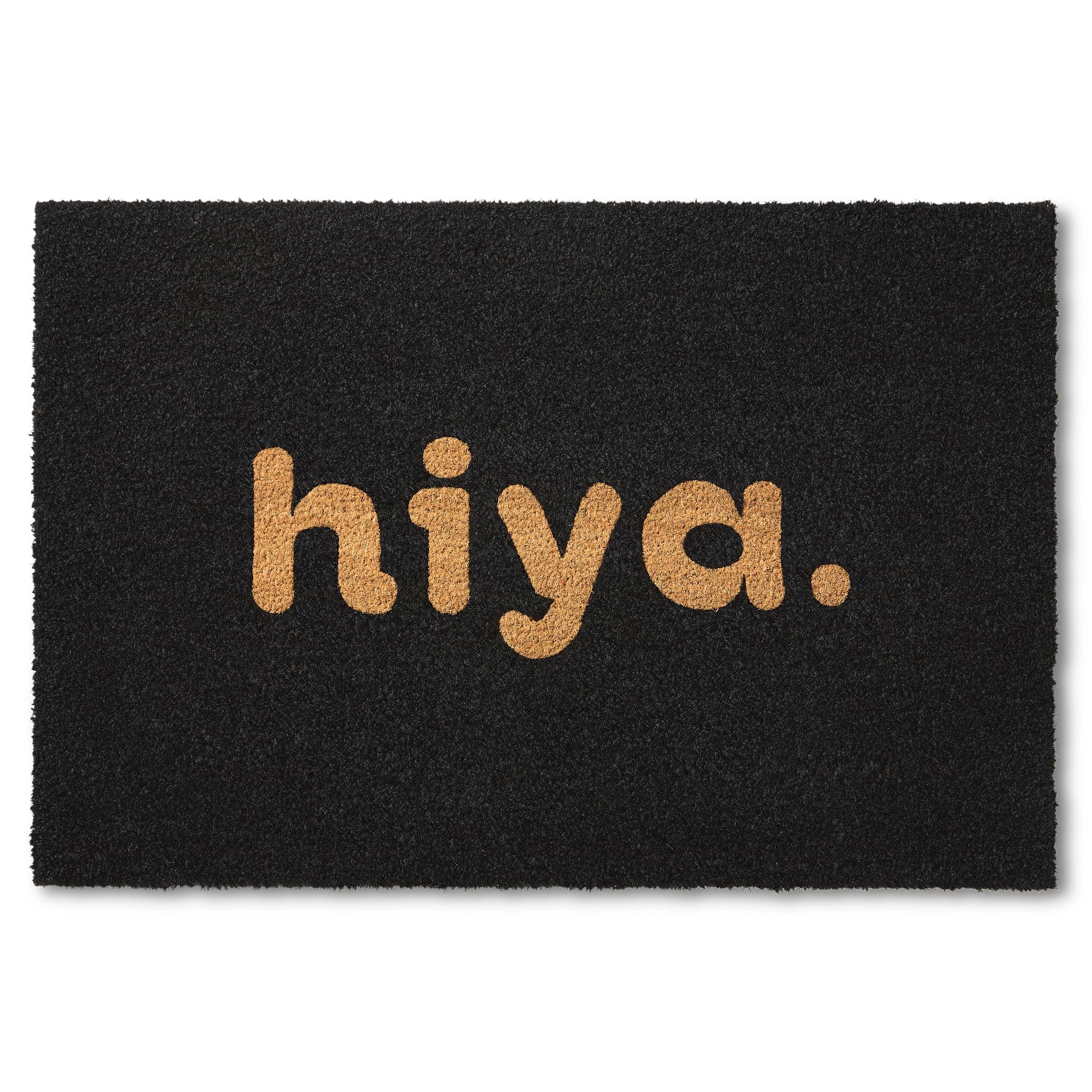 Town & Country Terra Hiya Painted Welcome Door Mat, Natural Coir, Heavyweight, Non-Slip Entryway Mat, Black, 24'X36'