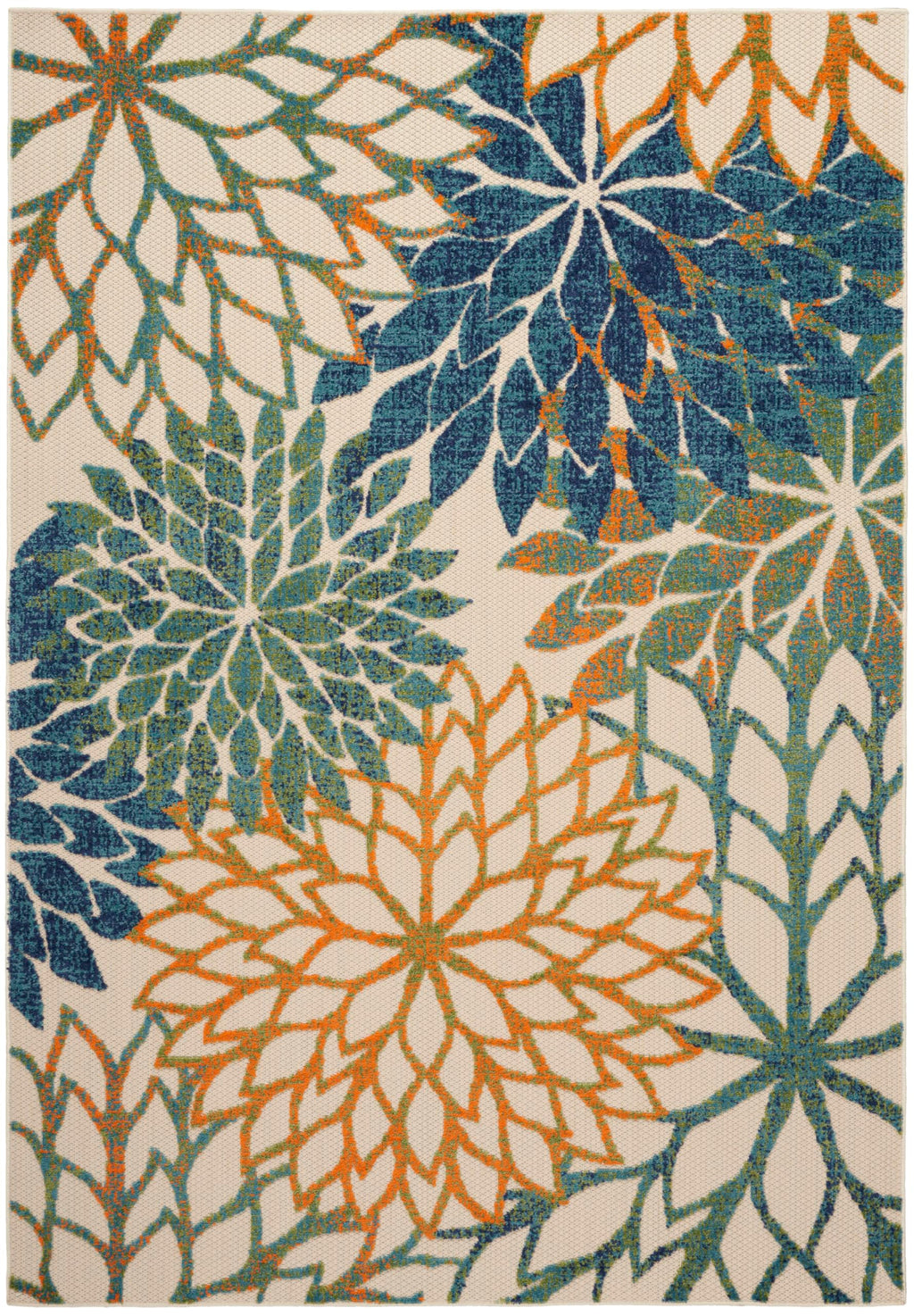 Nourison Aloha Indoor Outdoor Blue Green 3'6' X 5'6' Area Rug, Easy Cleaning, Non Shedding, Bed Room, Living Room, Dining Room, Backyard, Deck, Patio (4X6)