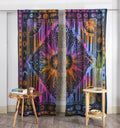 Popular Handicrafts Indian Burning Sun Hippie Mandala Window Curtains - Gypsy Tye Dye Bohemian Sun Moon Beautiful Drapery Bedroo