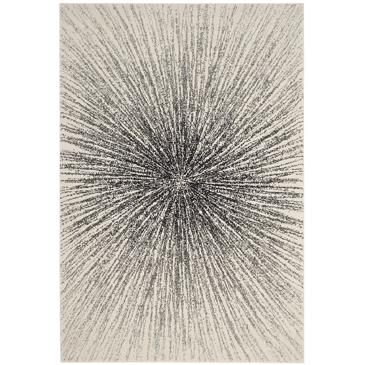 SAFAVIEH Evoke Collection 4 x 6 Black/Ivory EVK228K Abstract Burst Non-Shedding Living Room Bedroom Accent Rug