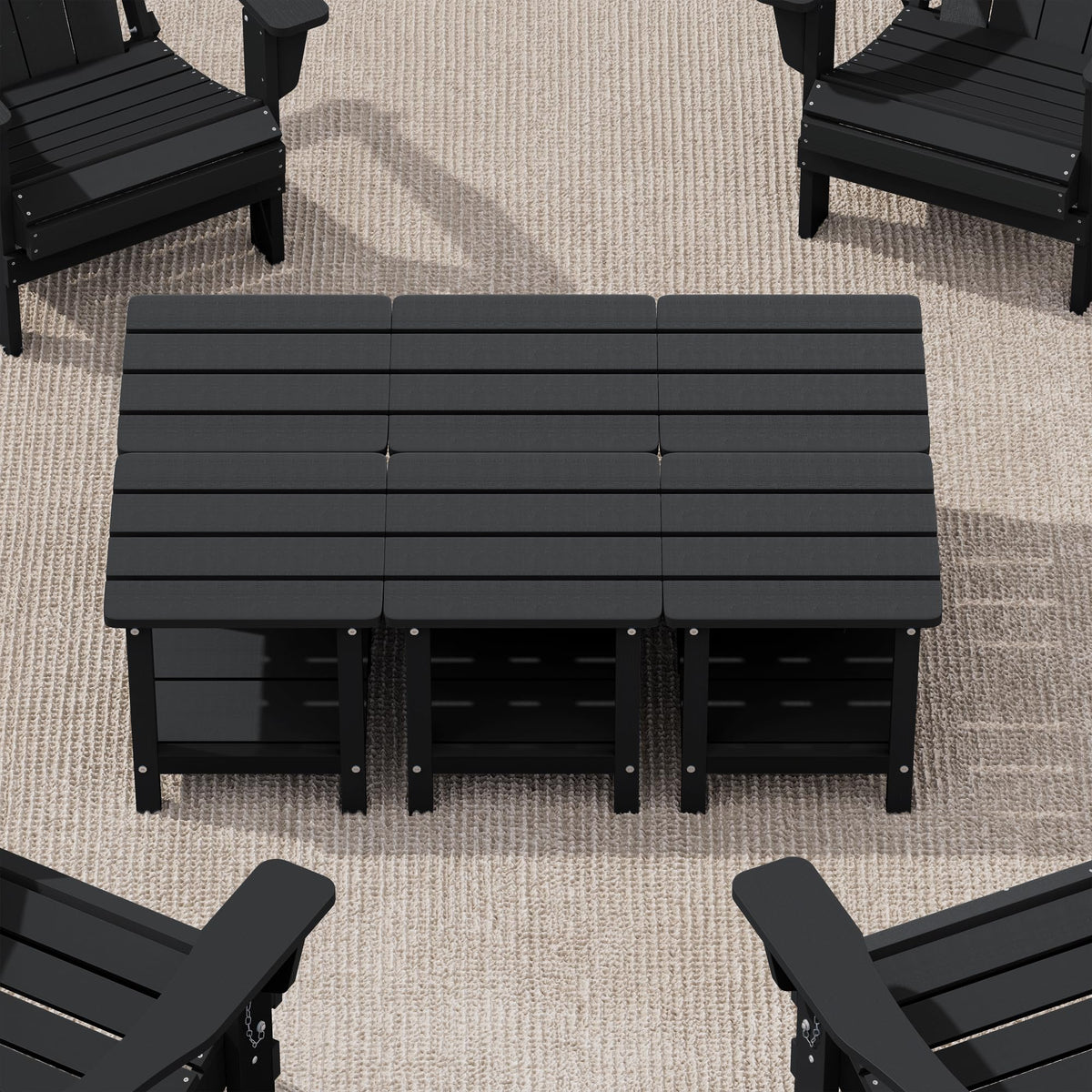 Serwall Double Adirondack Side Set Of 6, Table Rectangular End Table, Black