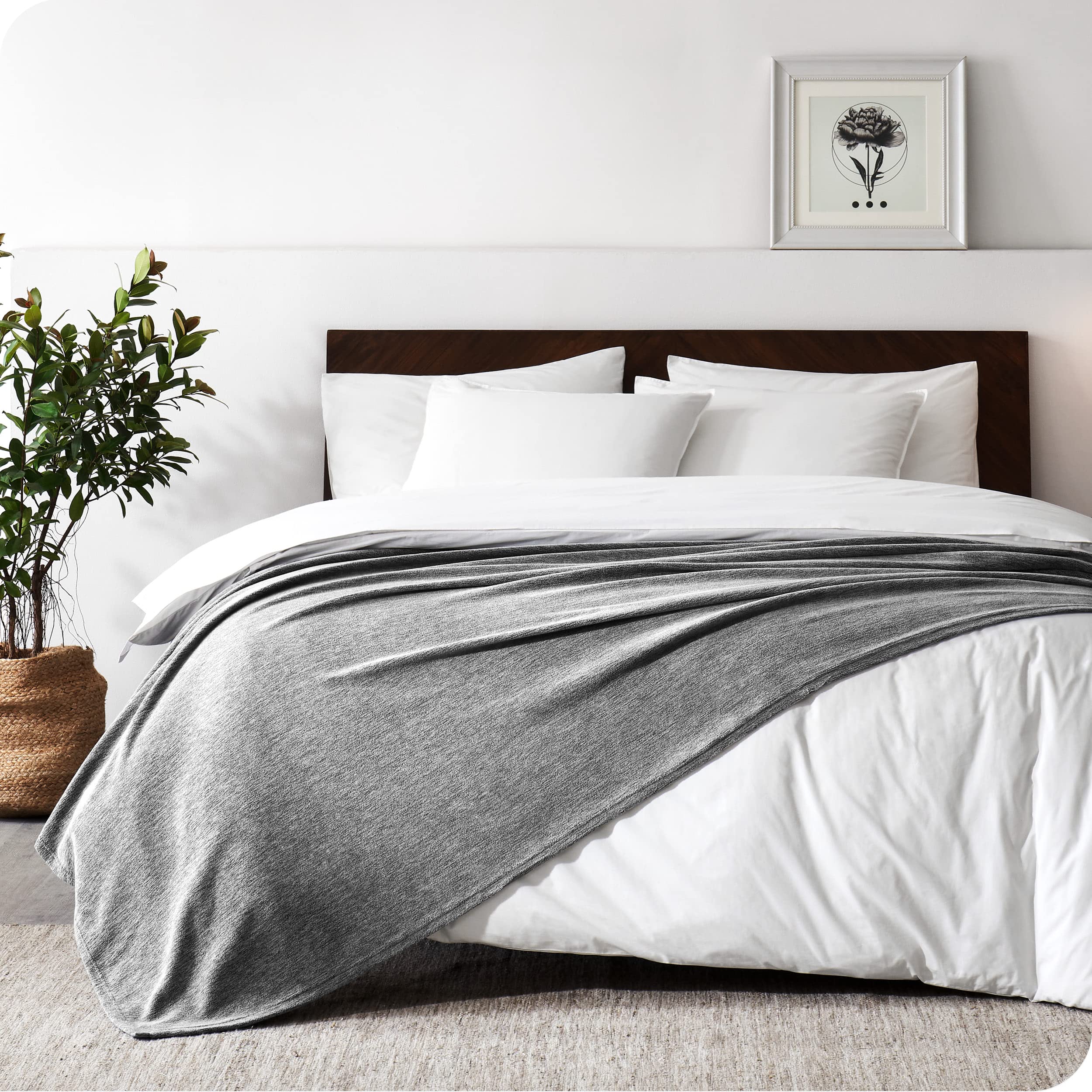 Bare Home Polar Fleece Blanket - Twin/Twin Xl Blanket - Heathered Light Grey - Warm & Cozy - Premium Fleece - Blanket For Bed, C