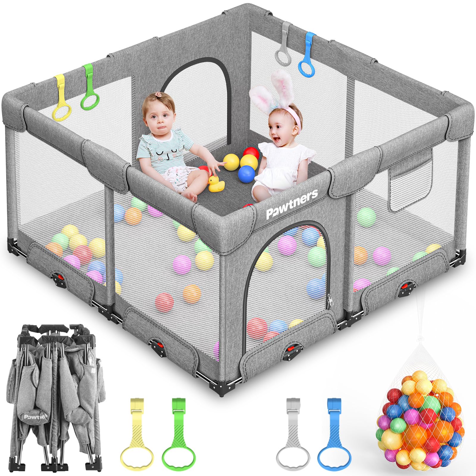 Foldable Playpen for Babies and Toddlers: 50 L x 50 W x 27 H, Large Kids Playpen with Mat, Portable Baby Play Yard for Indoor Pl