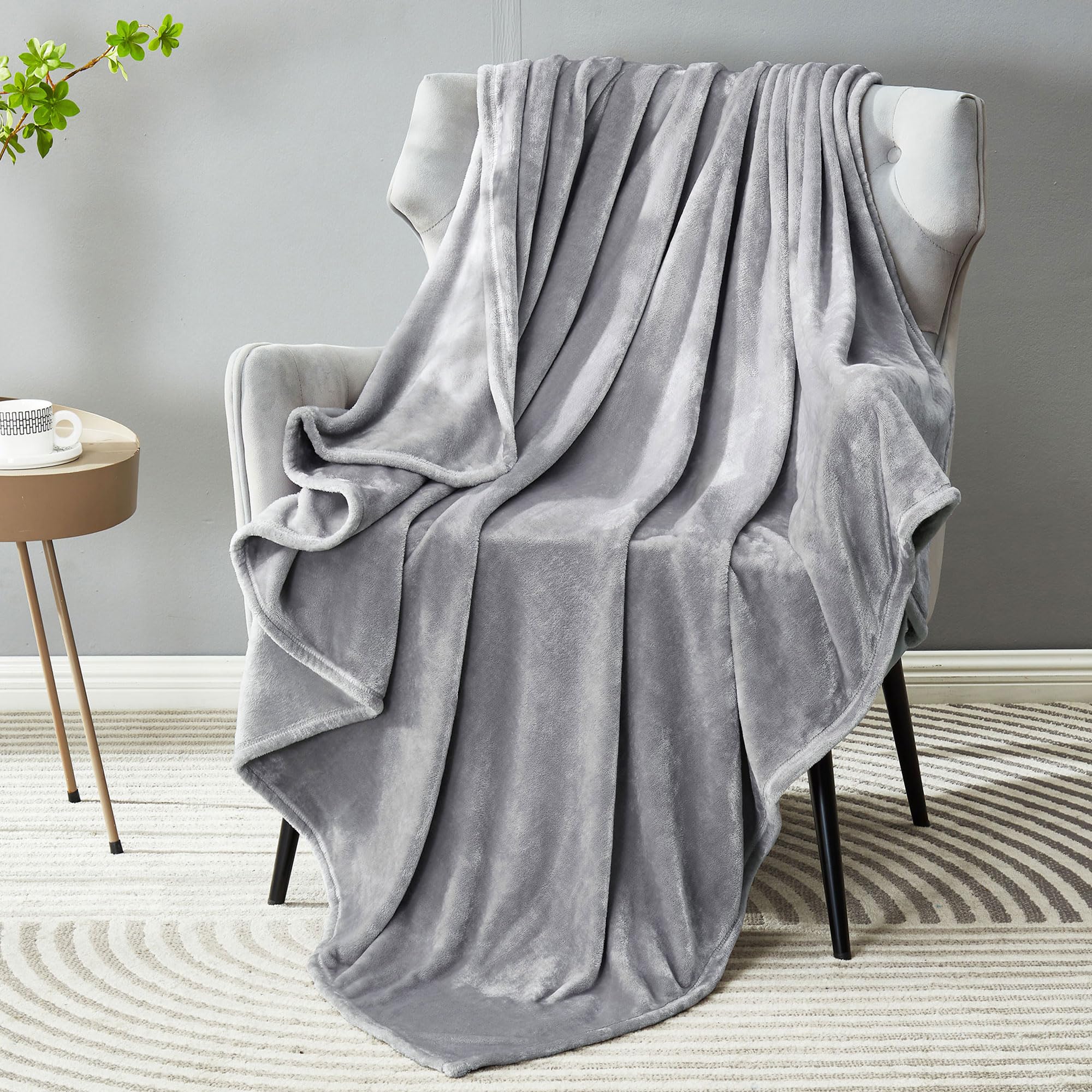 Dreamnine Extra Soft Plush Fleece Throw Blanket For Couch Sofa 50'' X 60'', Decorative Solid Lightweight Velvet Blanket For Chai