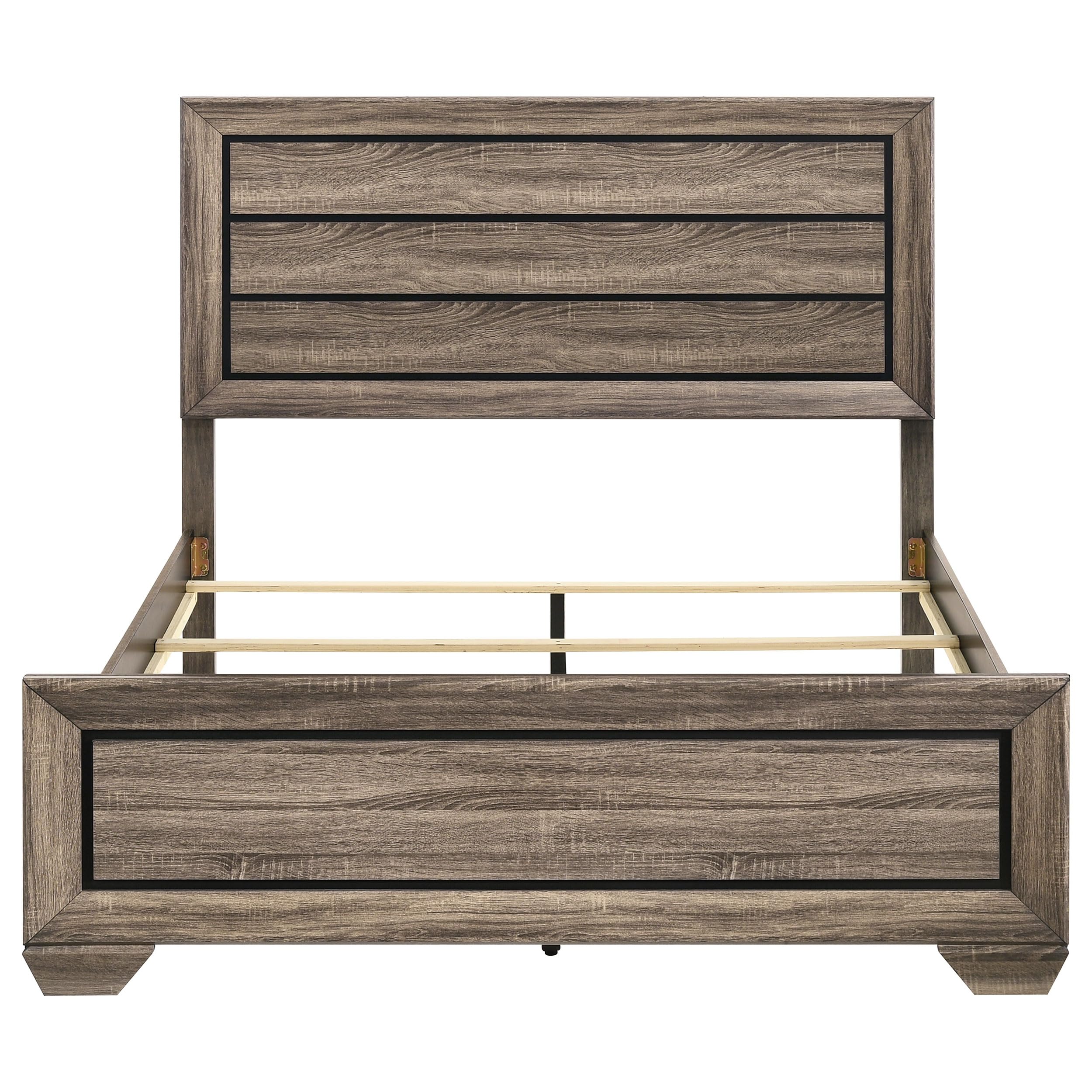Coaster Home Furnishings Kauffman Transitional Wood Queen Size Panel Bed Frame 54-inch Headboard Washed Taupe 204191Q