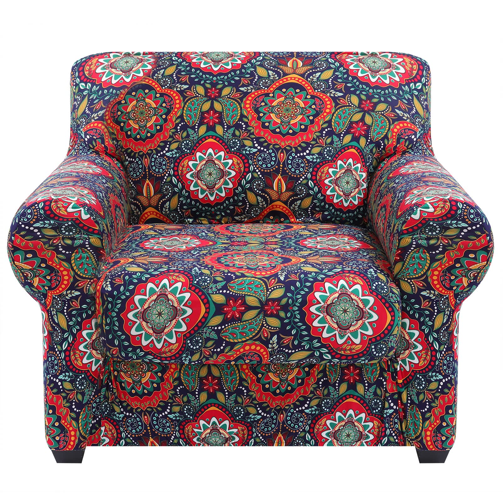Hyha Couch Covers, Chair/Sofa Covers, Stretch, Printed, 2 Pieces, Armchair Slipcover, Separate Couch Cushion Covers, Washable Fu