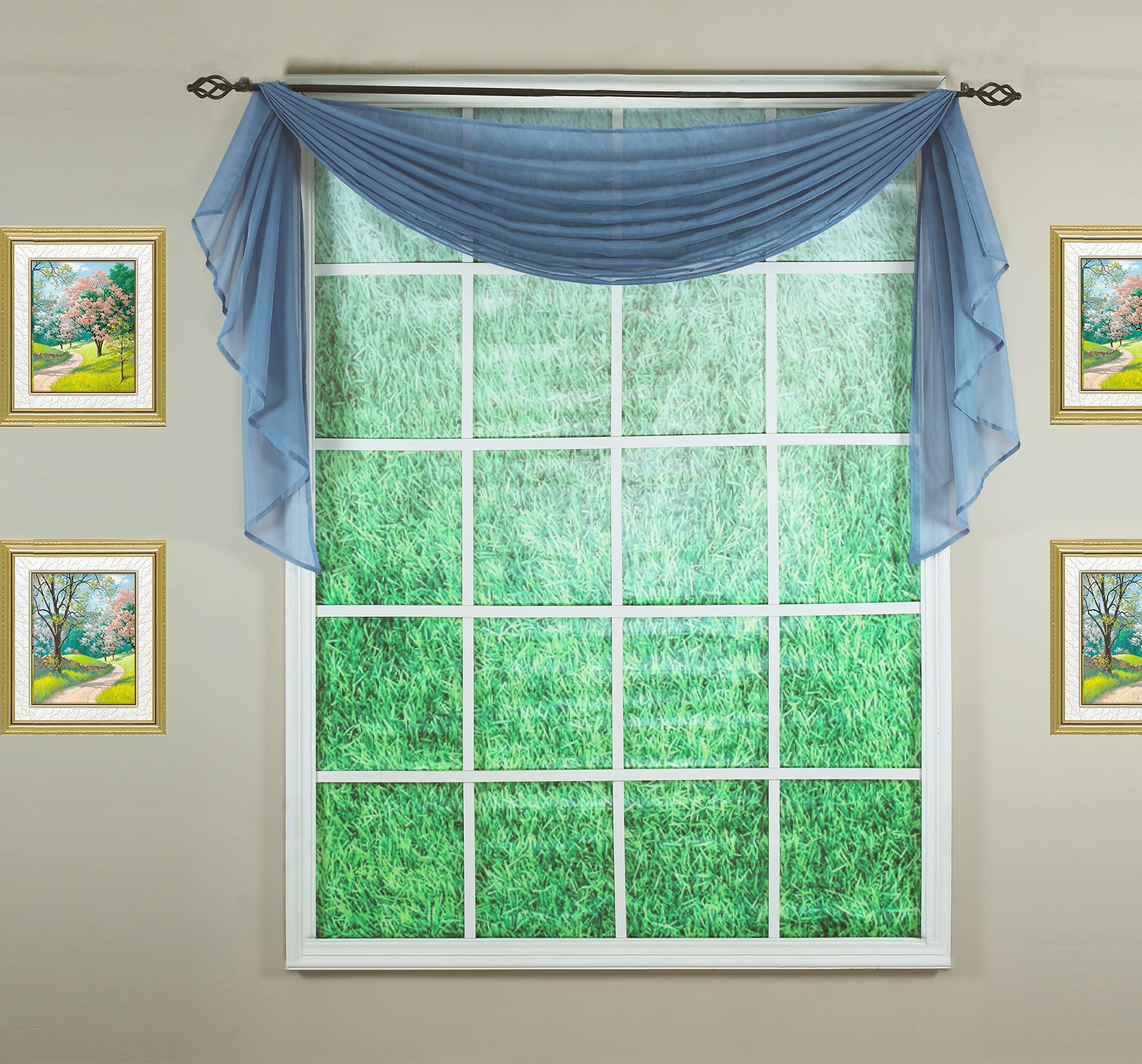 Today'S Curtain Emelia Original Voile Scarf 144', Wedge Blue, 45' W X 144' L