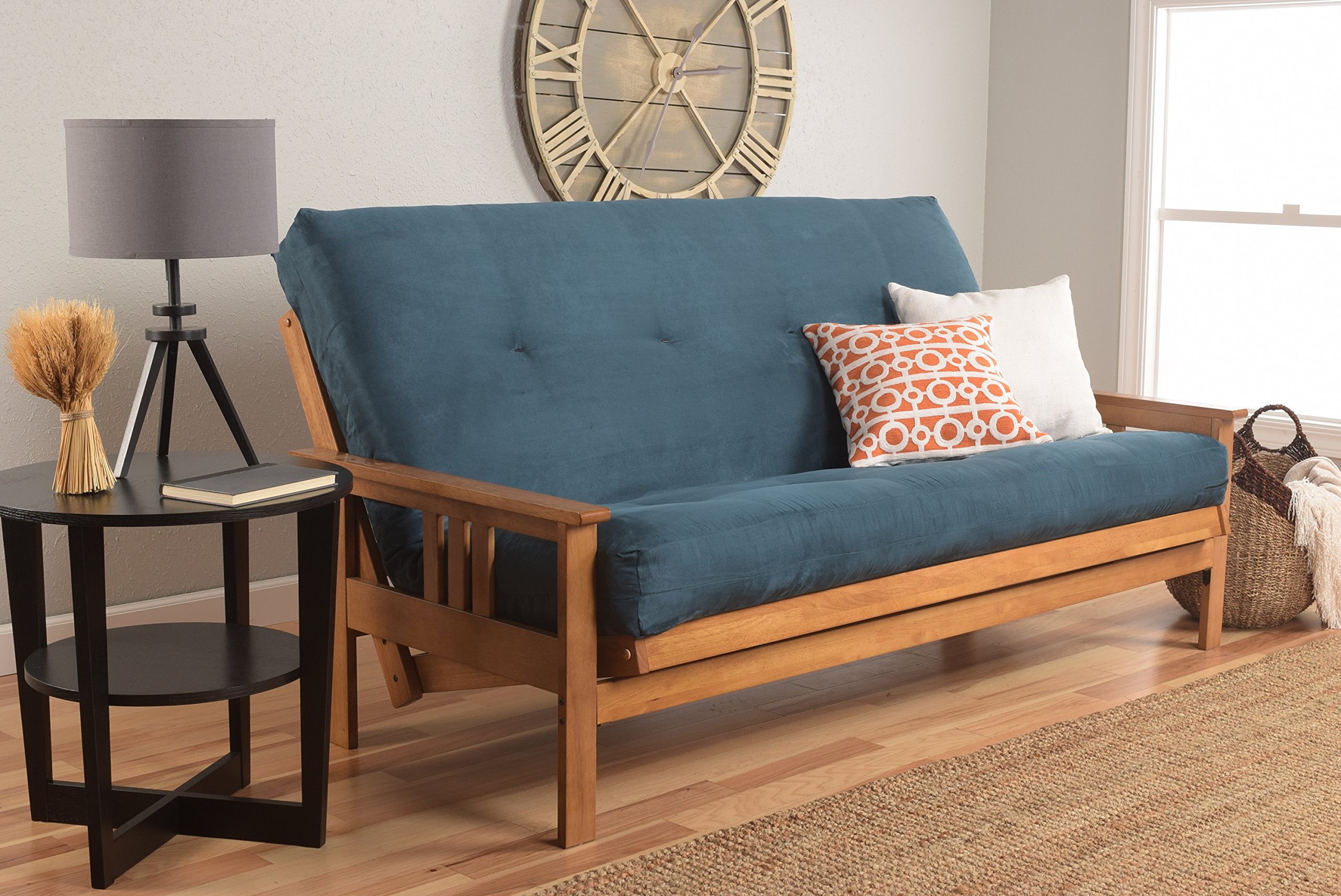 Kodiak Furniture Monterey Futon With Suede Fabric Mattress In Butternut/Blue