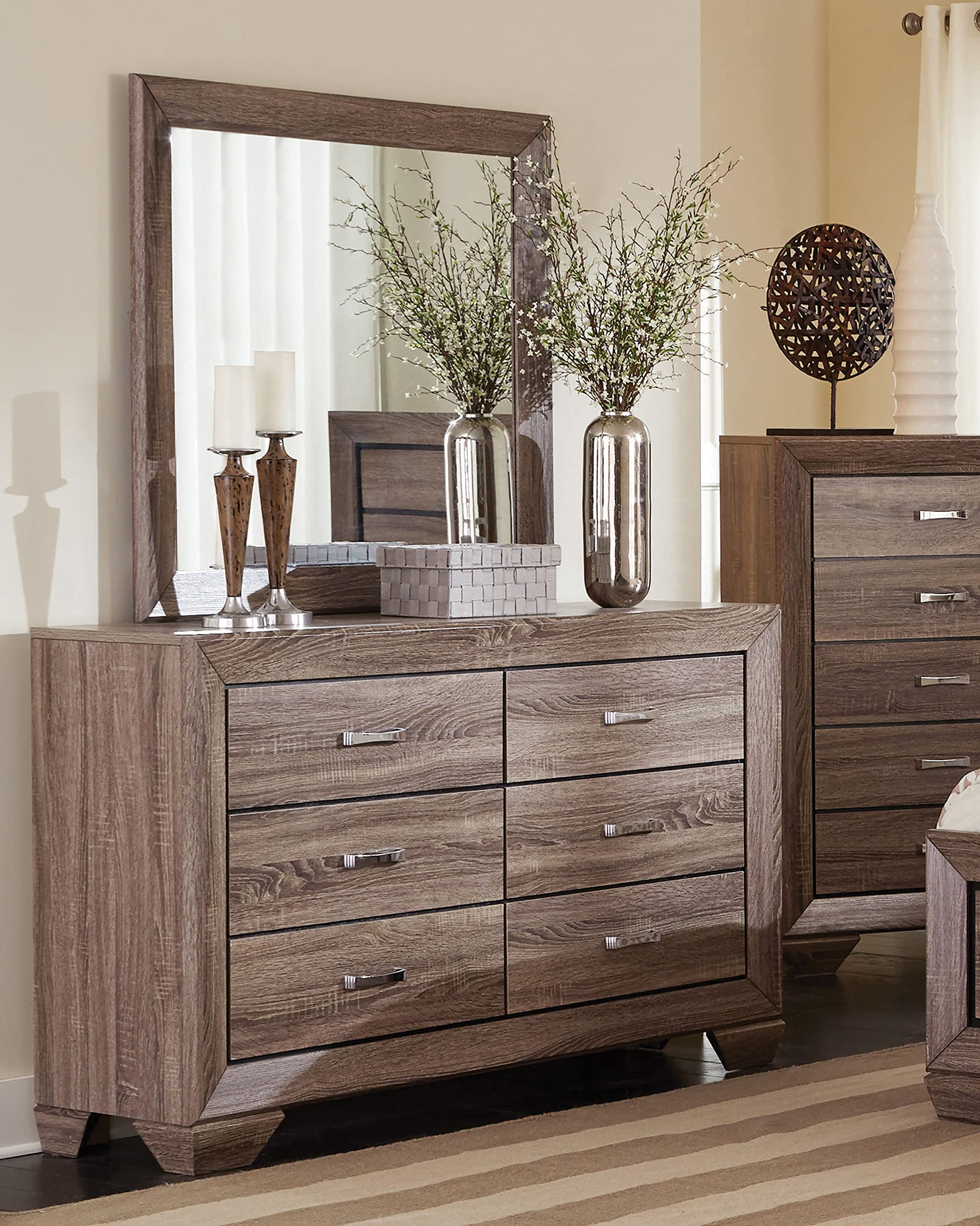 Coaster Home Furnishings Kauffman 6-Drawer Dresser, Washed Taupe