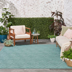 Nourison Versatile Indoor/Outdoor Aqua/Teal 7' X 10' Area Rug, Easy Cleaning, Non Shedding, Bed Room, Living Room, Dining Room, Deck, Backyard, Patio, High Traffic Area (7X10)